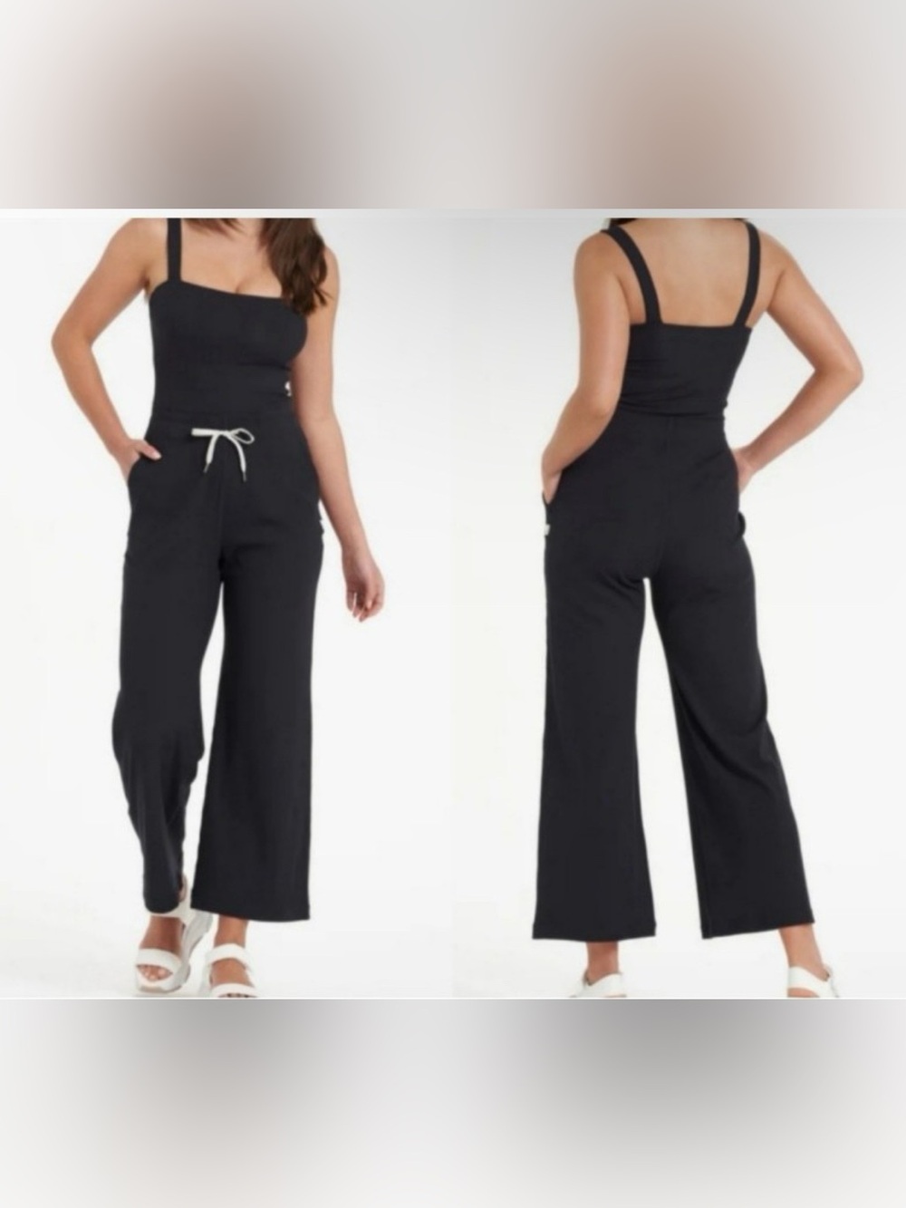 Vuori Mudra Jumpsuit Ribbed, Wide-Leg, Black Women’s